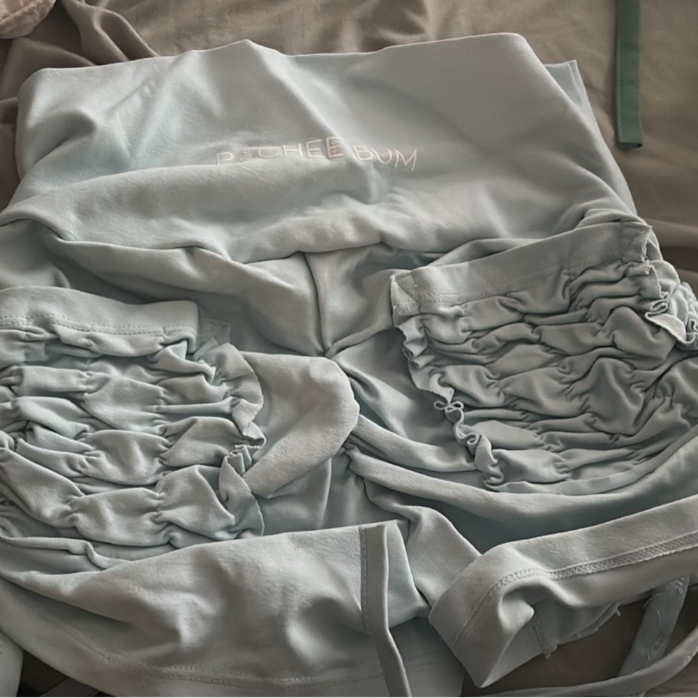 Light Blue Ruched Shorts - Picture 2 of 2